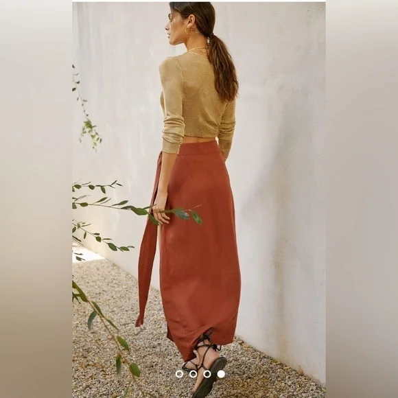 By Anthropologie Apron Open-Side Midi Skirt - Picture 2 of 7